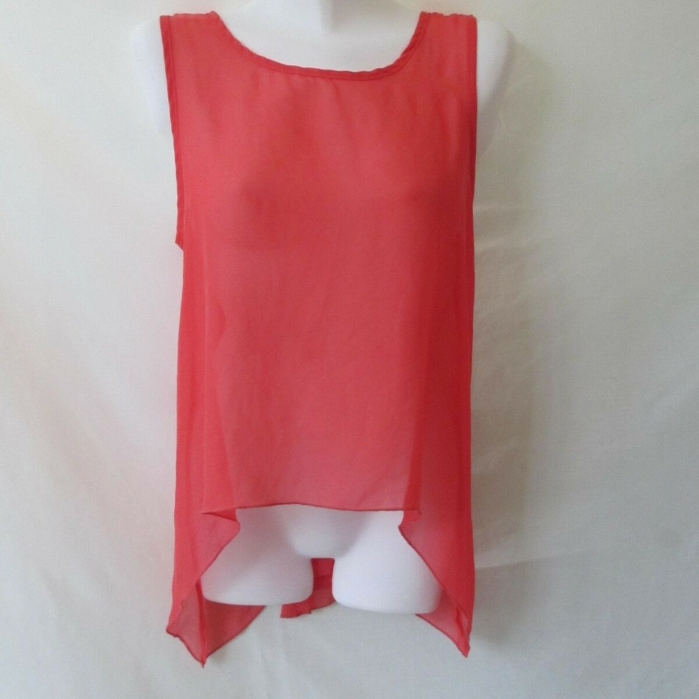 HUG BLOUSE TOP SLEEVELESS USA L LARGE 14 12  RED